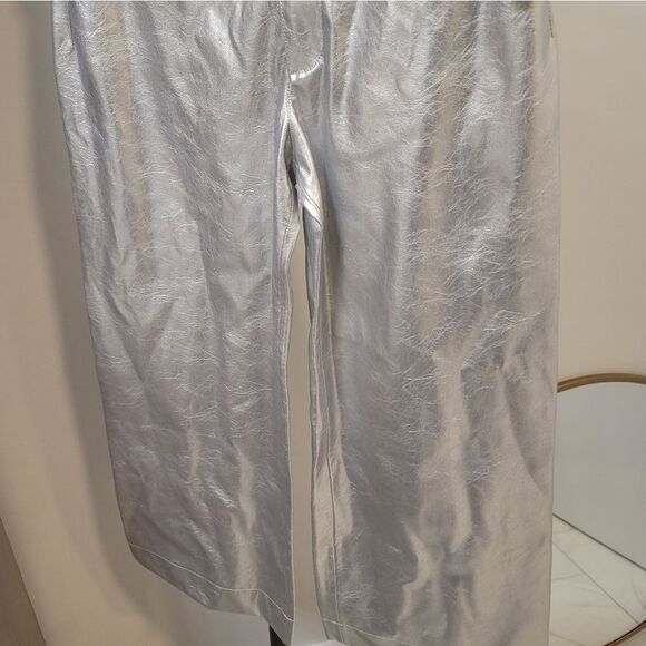 Anthropologie The Ettie High-Rise Crop Wide-Leg Pants by Maeve: Metallic 27 new - Picture 4 of 10